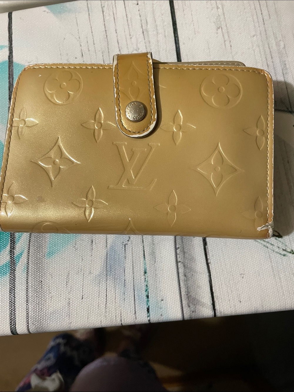 Louis Vuitton Monogram Vernis Mustard Patent Leather Wallet